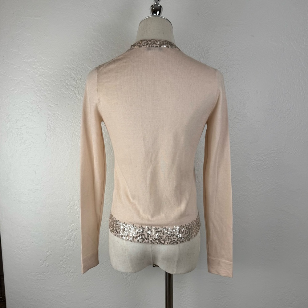 RARE Archive J.Crew 100% Wool Sequin "Chloe" Zip Cardigan PRISTINE Peach XS - Picture 7 of 9